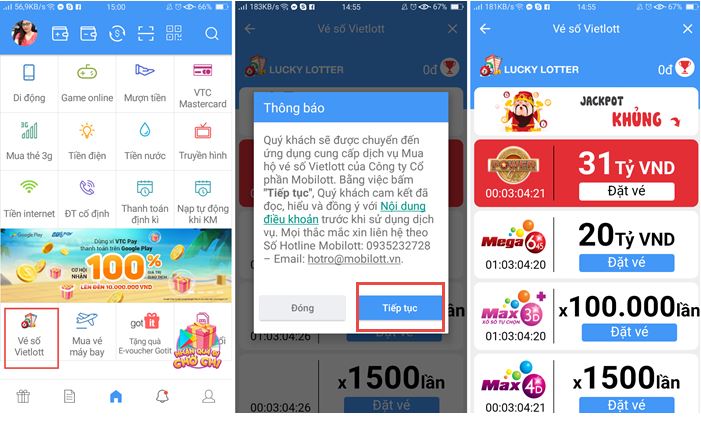 Cach mua vietlott thong qua app hinh 2