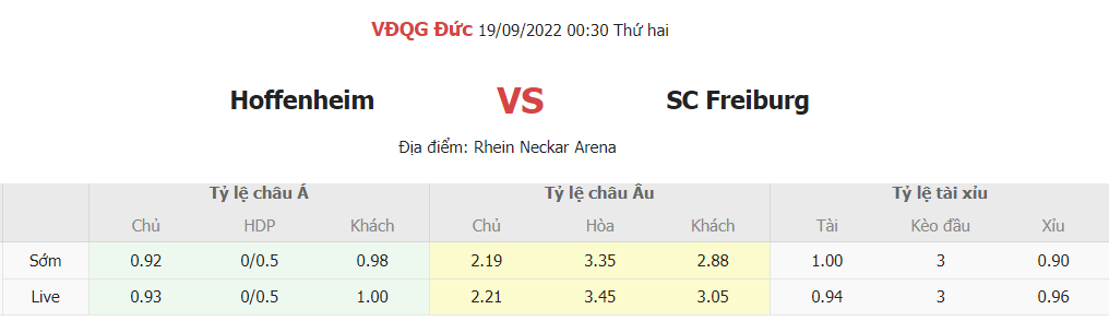 Soi keo truc tiep Hoffenheim vs Freiburg